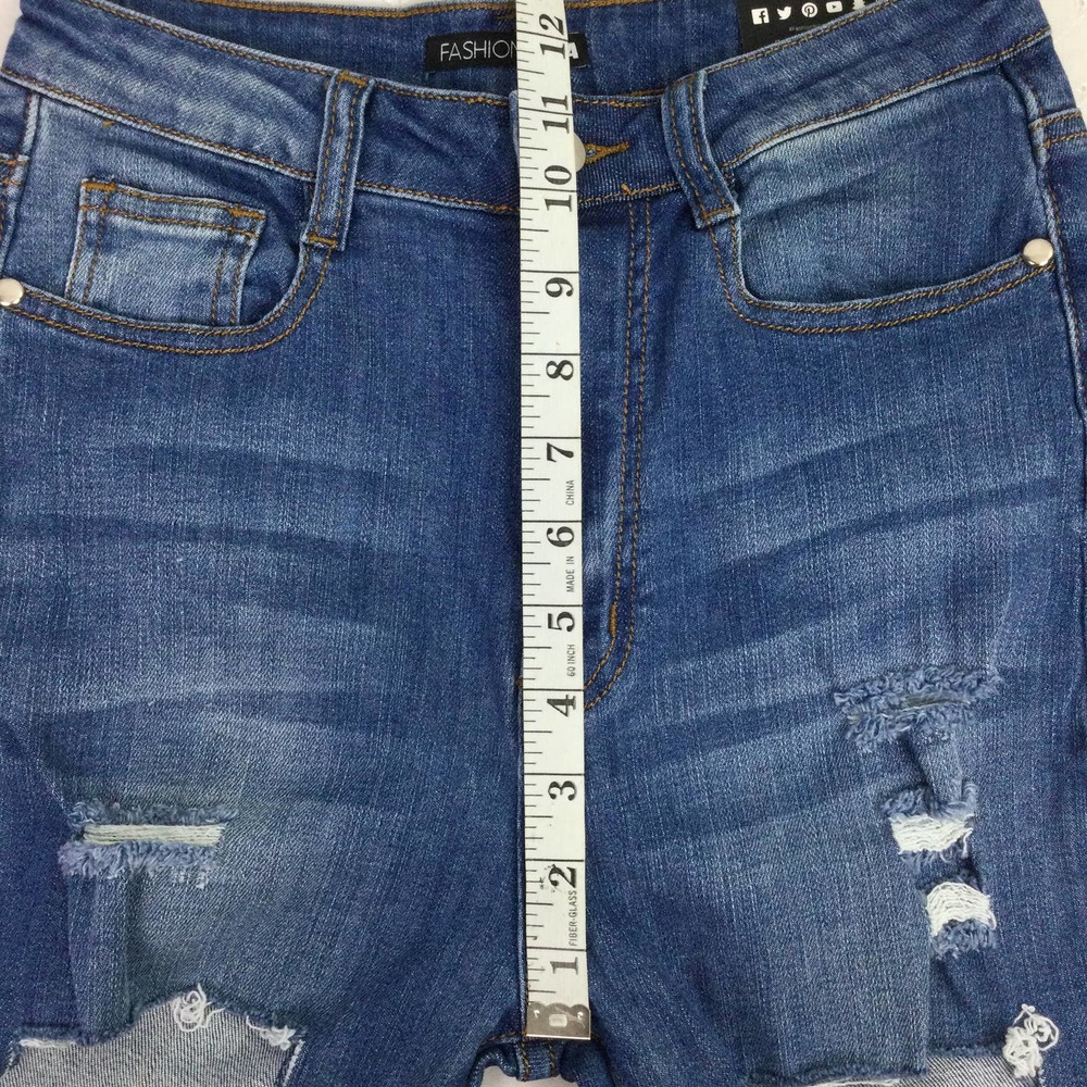 NWT Fashion Nova Dyanne Blue Medium Wash High Rise Denim Jean Juniors Size 3 - Picture 11 of 13